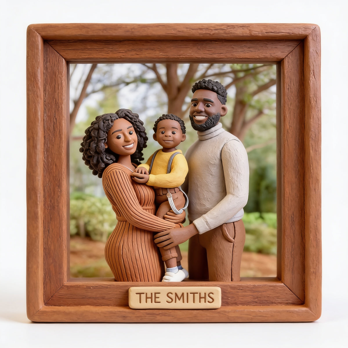 Personalized Custom Photo Black Family of Three Custom Shaped Acrylic Plaque Keepsake Gift