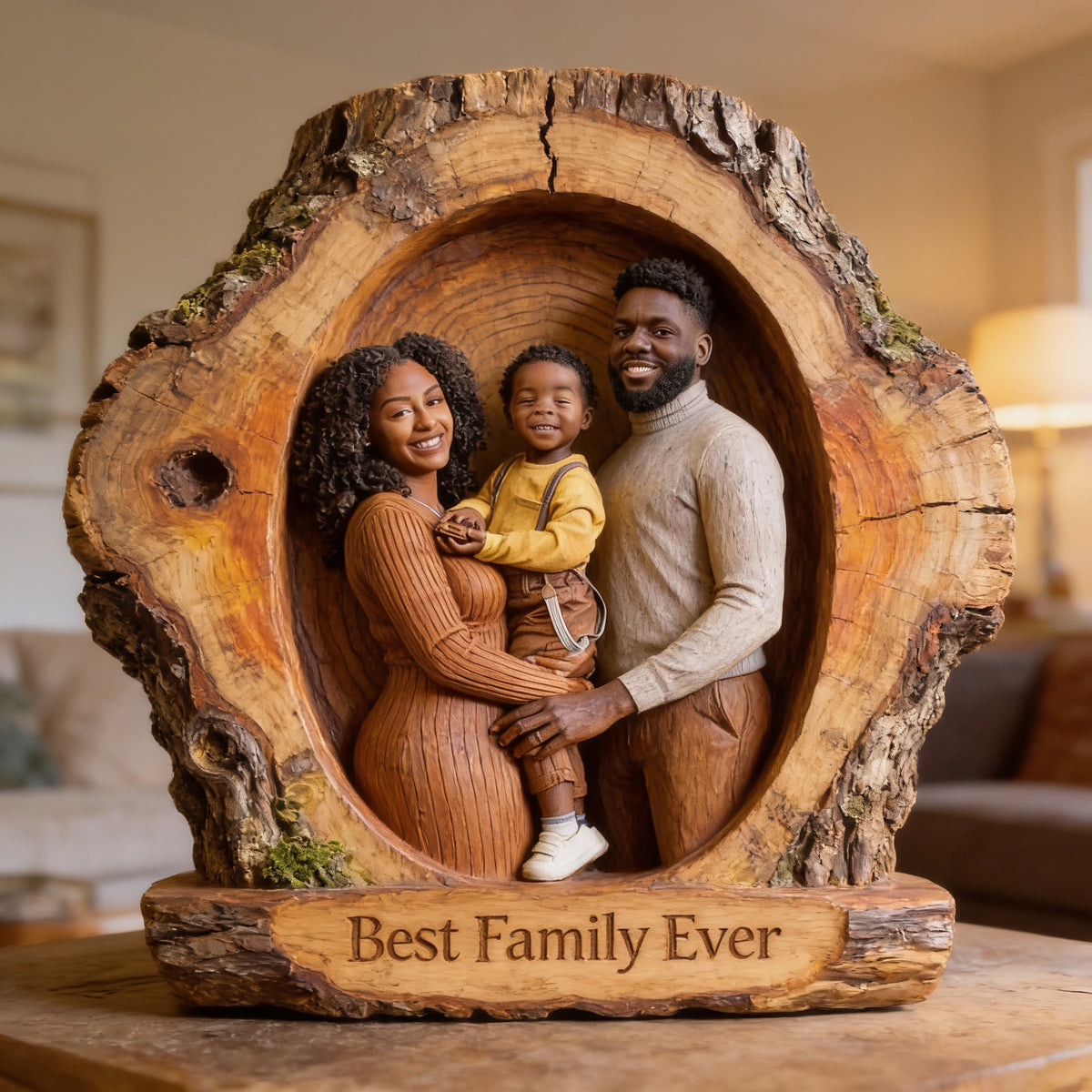 Personalized Black Family Of Three Custom Shaped Acrylic Plaque Best Family Ever Home Decor