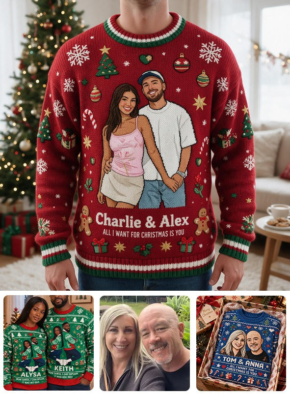 Personalized Christmas 5th Anniversary 2021 Latino Couple Ugly Sweater