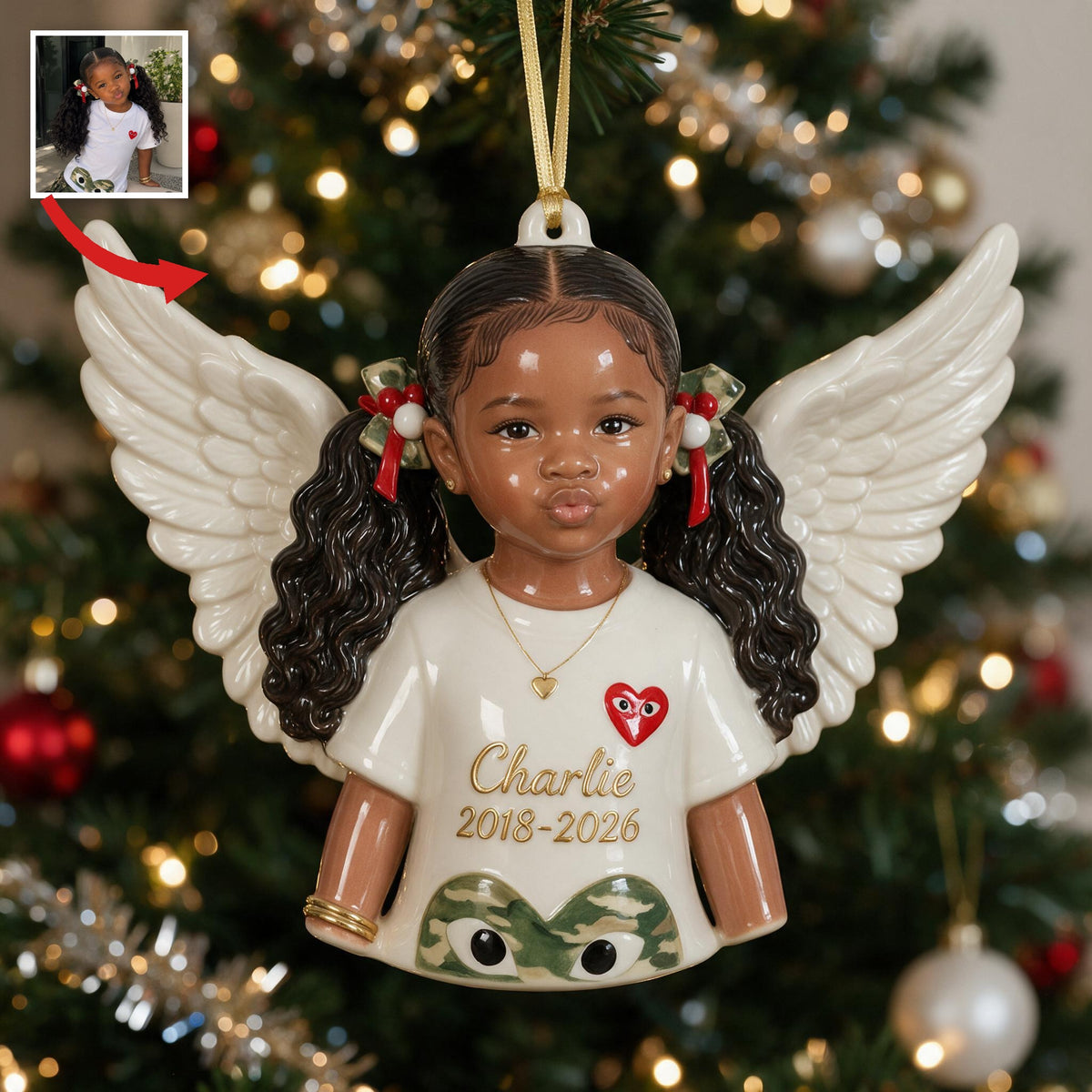 Personalisierte Weihnachts-Engel 3D Harz Ornament Erinnerungsgeschenk