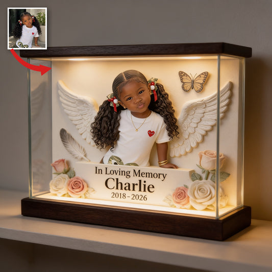 Personalisierte Gedenktafel für kleine Mädchen aus schwarzem Acryl