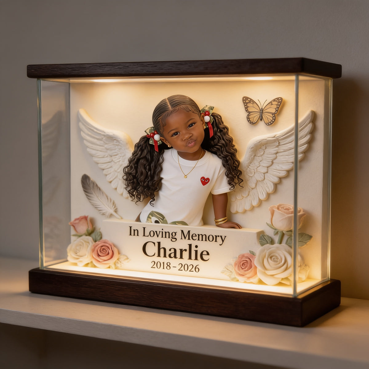 Personalized In Loving Memory Black Little Girl Custom Shaped Acrylic Plaque