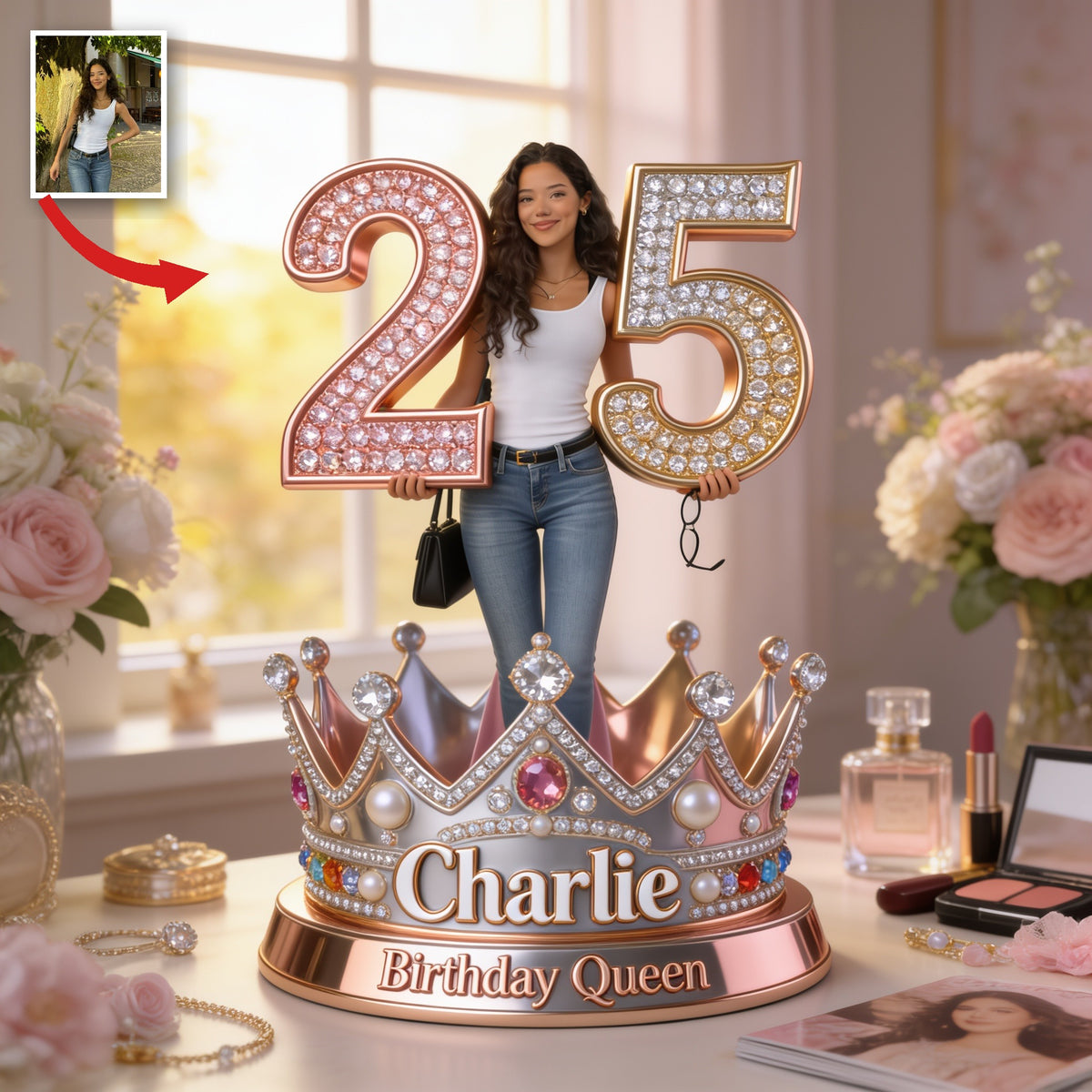 Personalized 25th Birthday Latina Woman Custom Shaped Acrylic Plaque Birthday Queen Gift