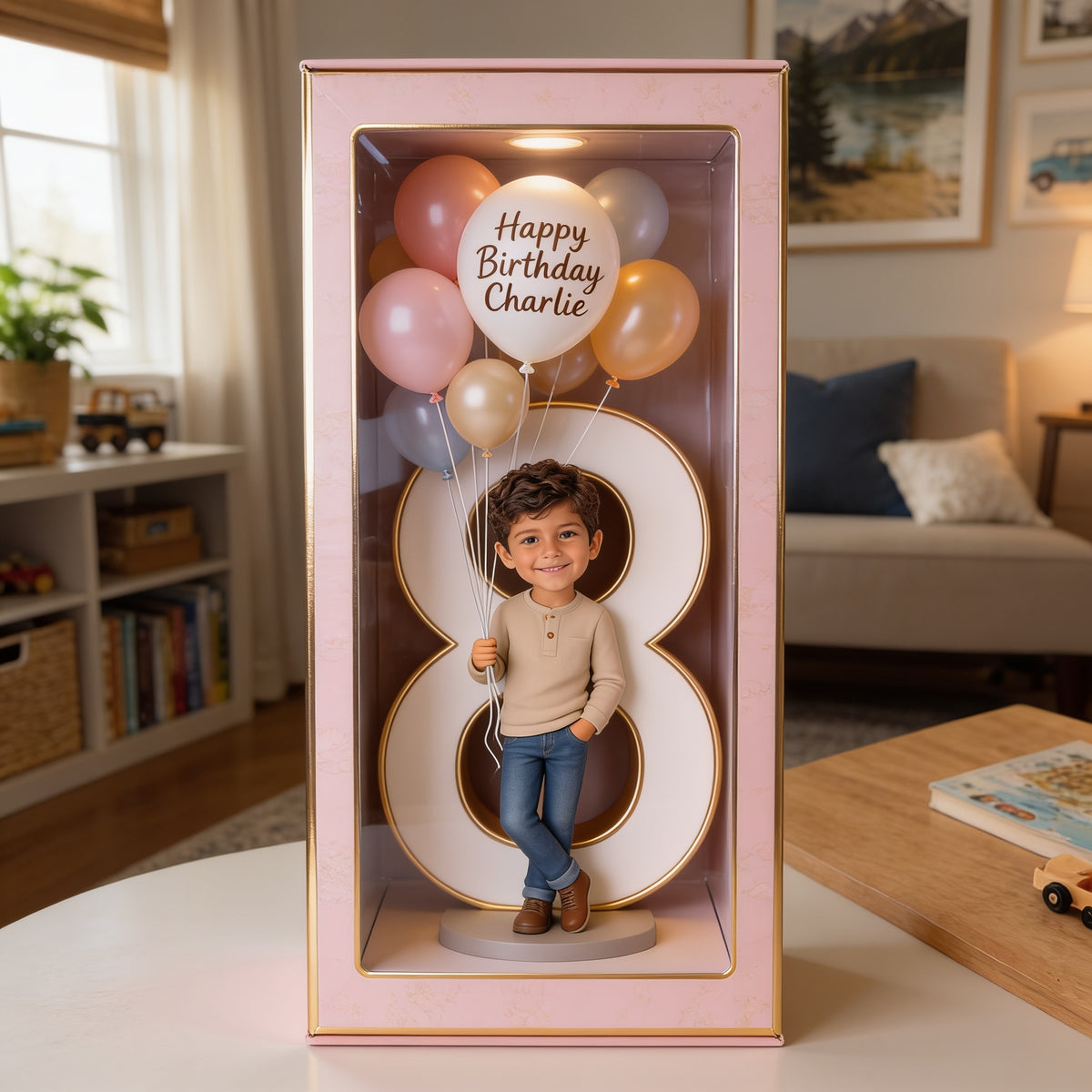 Personalized 8th Birthday Latino Little Boy Acrylic Display Box Son Grandson Gift