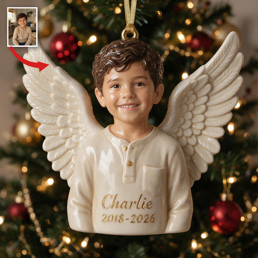 Personalisierte Weihnachts Latino kleiner Junge Engel 3D Gedenk Ornament
