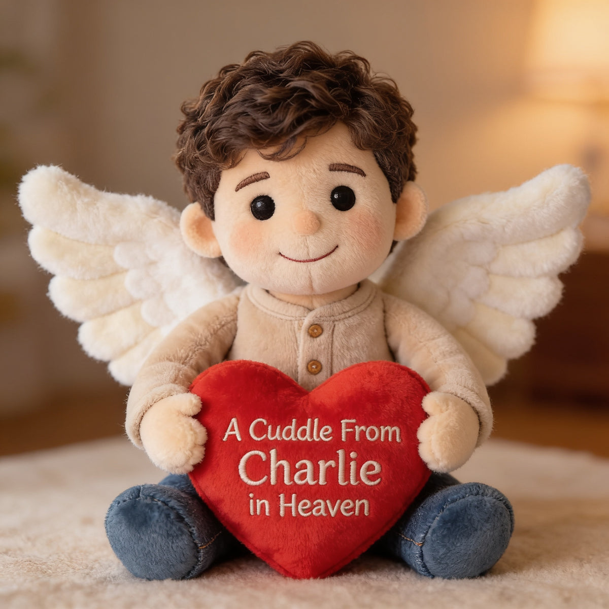 Personalized Latino Little Boy Memorial Shaped Pillow, Sympathy Loss Gift