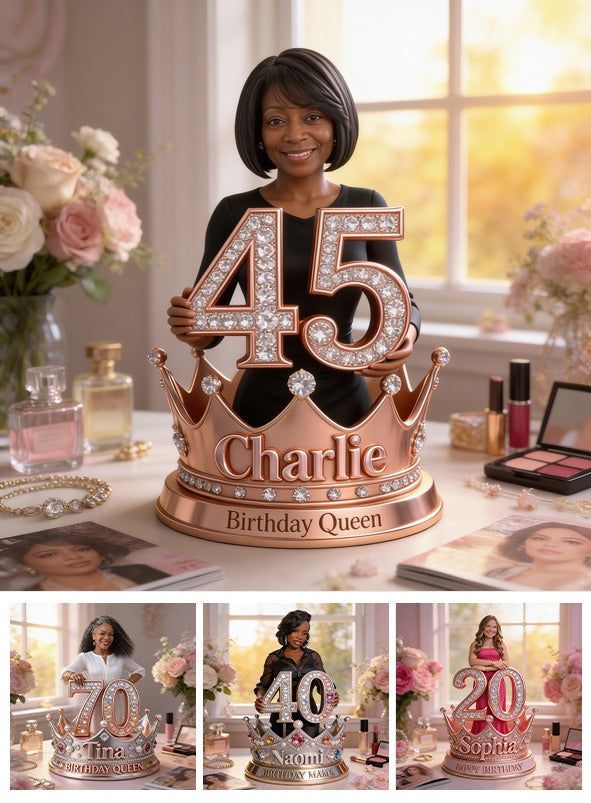 Personalized 45th Birthday Middle-Aged Black Woman Custom Acrylic Plaque Birthday Queen Gift