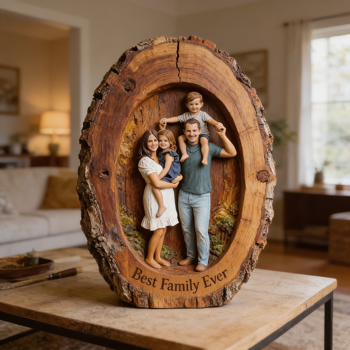 Personalized Family Of Four Custom Shaped Acrylic Plaque Best Family Ever Home Decor Gift