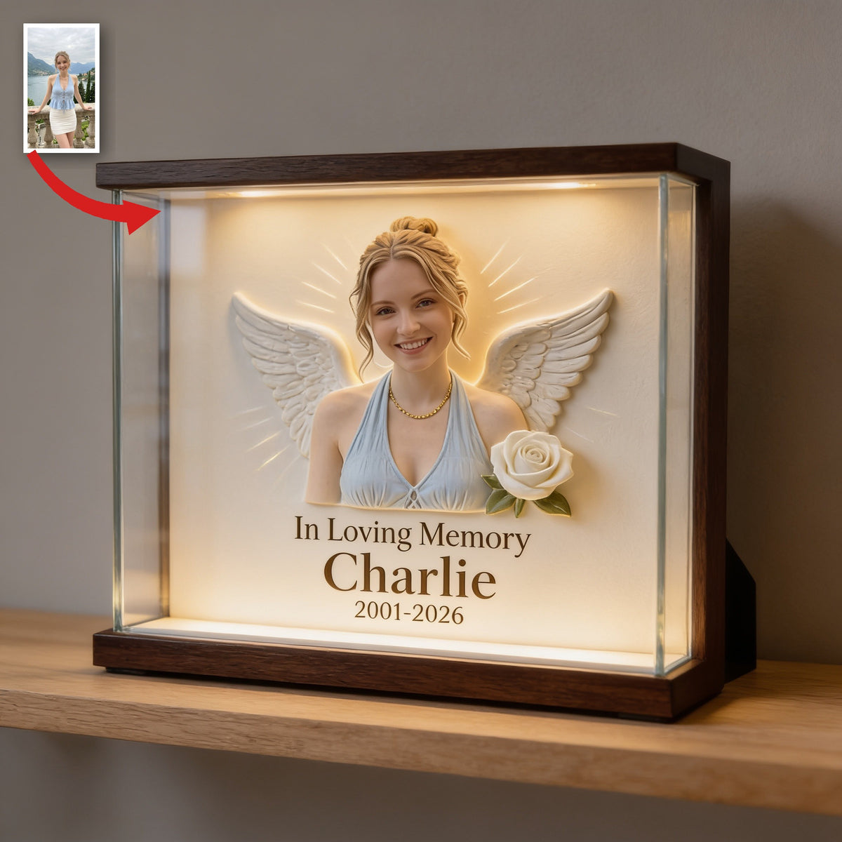 Personalisierte LED-Gedenktafel aus Acryl für Frauen