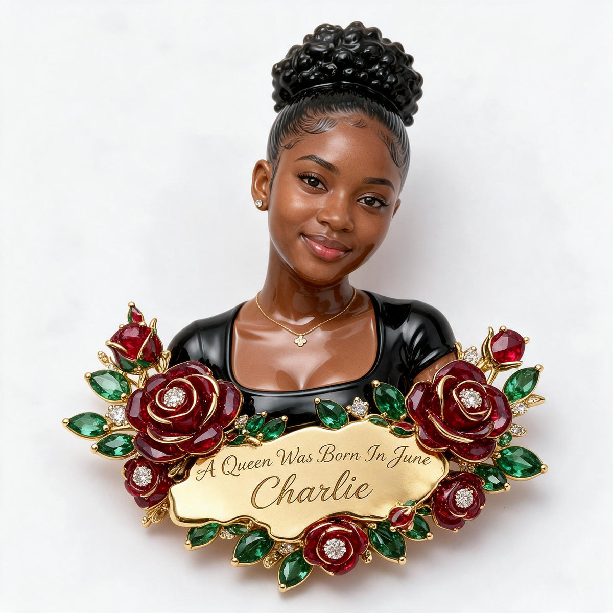 Personalized 21st Birthday Black Woman 3D Embossed Enamel Pin