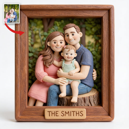 Personalisierte Foto-Familienplakette für drei Personen aus Acryl