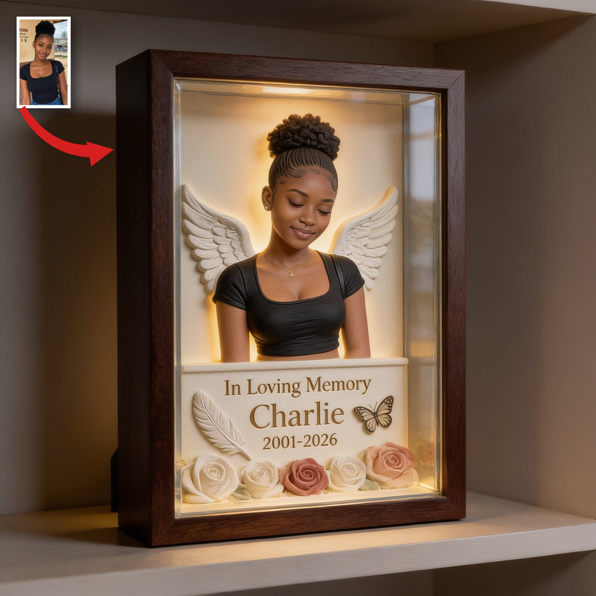 Personalized In Loving Memory Black Woman Custom Shaped Acrylic Plaque Memorial Keepsake