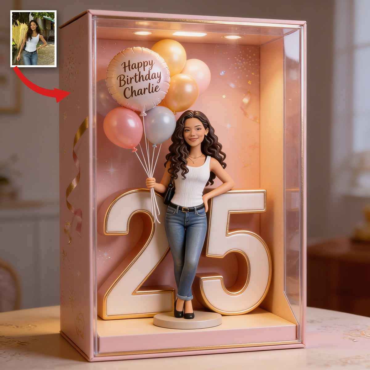 Personalized 25th Birthday Latina Woman Acrylic Display Box Keepsake Gift