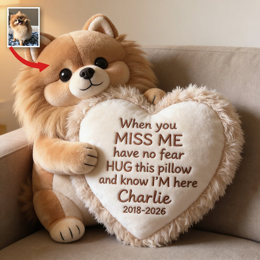 Personalisierte Flauschige Golden Pomeranian Gedenk-Faux-Fur Kissen
