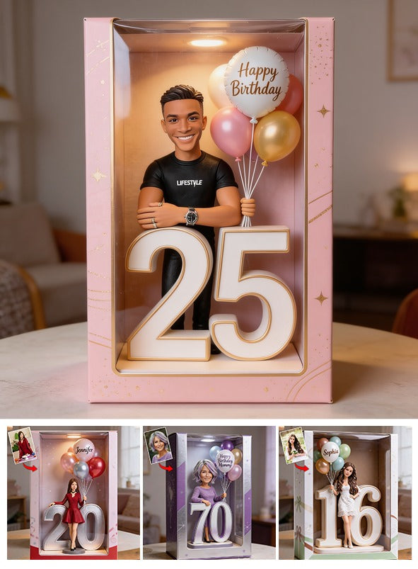 Personalized 25th Birthday Black Man Acrylic Display Box, Keepsake Gift for Him