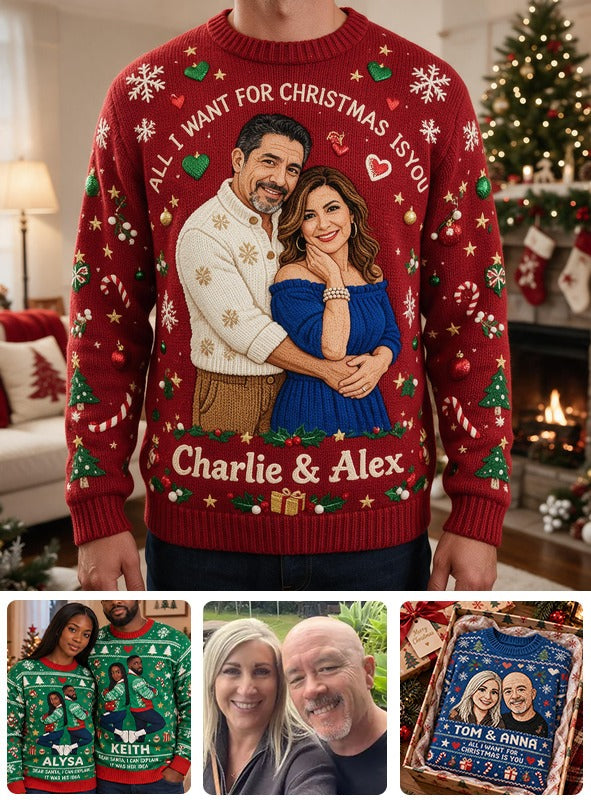 Personalized Christmas 30th Anniversary 1996 Middle-Aged Latino Couple Ugly Sweater