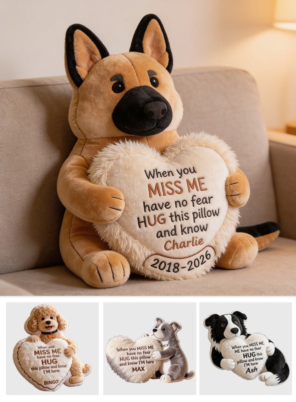 Personalized Adult Black and Tan German Shepherd Memorial Faux Fur Shaped Pillow