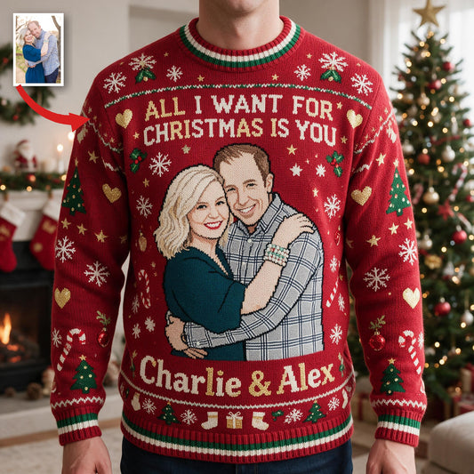 Personalized Christmas Middle-Aged Couple 30th Anniversary 1996 Ugly Sweater