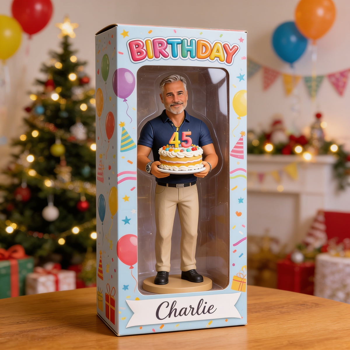 Personalized 45th Birthday Middle-Aged Man Acrylic Display Box Keepsake Gift