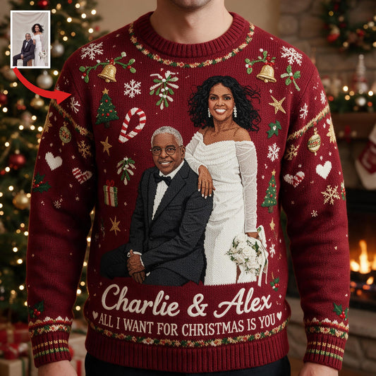 Personalized 20th Wedding Anniversary 2006 Middle-Aged Black Couple Christmas Ugly Sweater