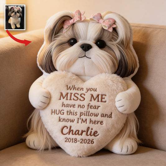 Personalized Shih Tzu Memorial Faux Fur Shaped Pillow Pet Remembrance Gift