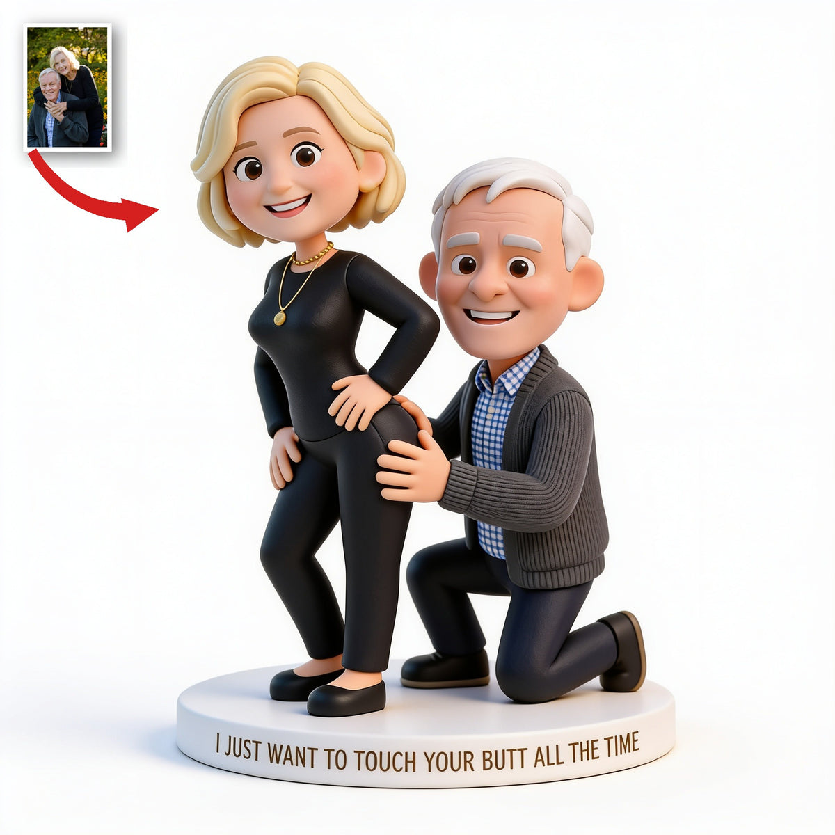 Personalized Custom Photo Older Couple Funny Shaped Acrylic Plaque Couple Gift