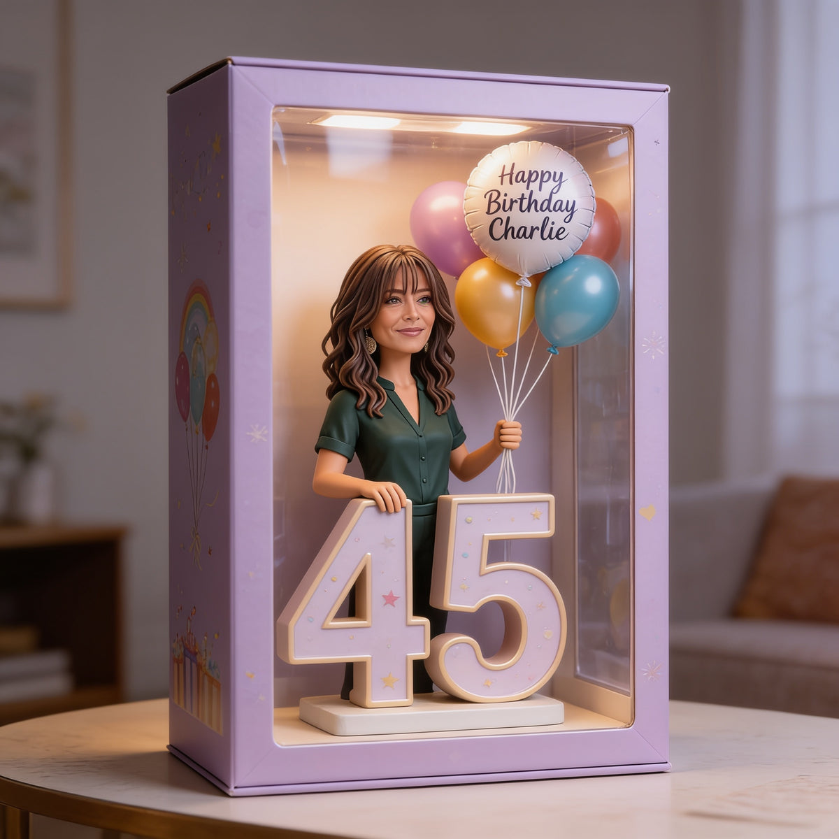 Personalized 45th Birthday Middle-Aged Latina Woman Acrylic Display Box Keepsake
