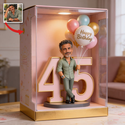 Personalisierte 45. Geburtstags-Acryl-Displaybox für mittelalterliche Latino-Männer
