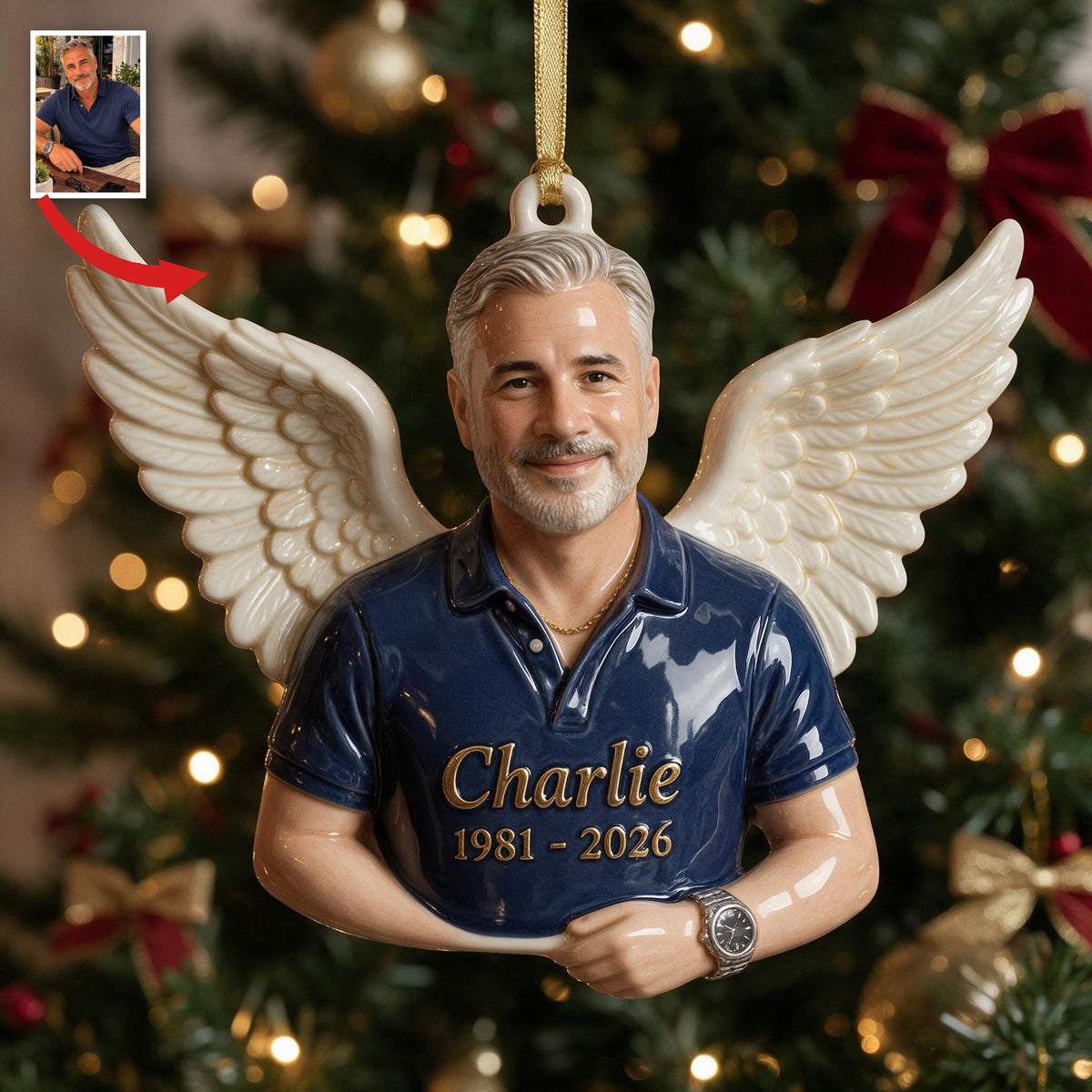 Personalisierte Weihnachtsgedächtnis 3D Ornament für Männer, Erinnerungsstück für Papa und Ehemann