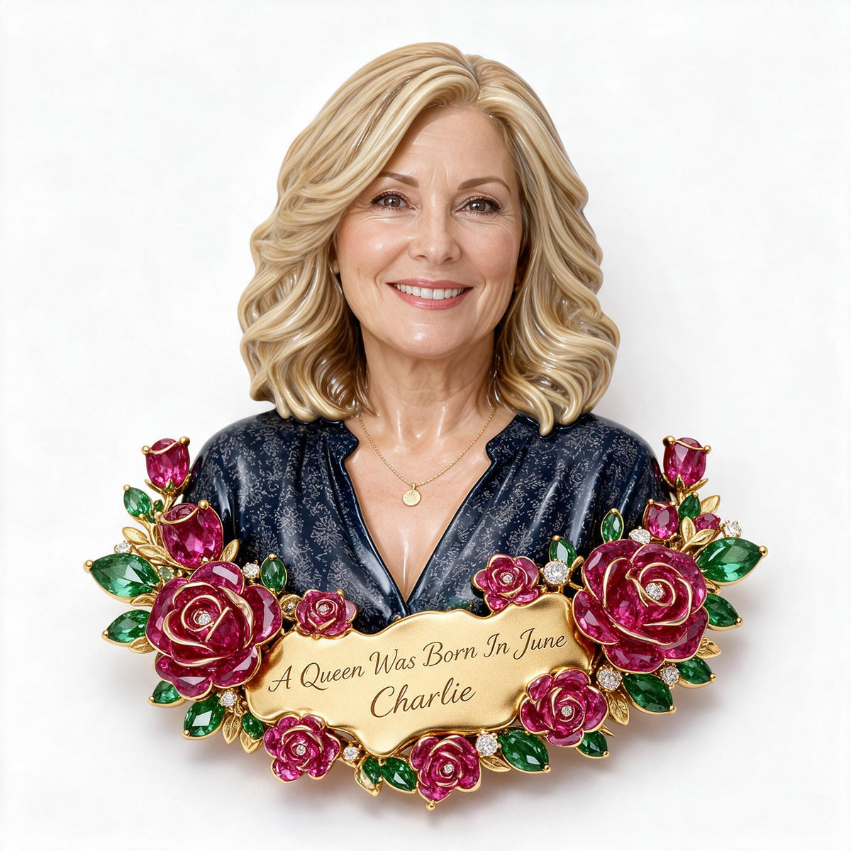 Personalized 50th Birthday Middle-Aged Woman 3D Embossed Enamel Pin Gift