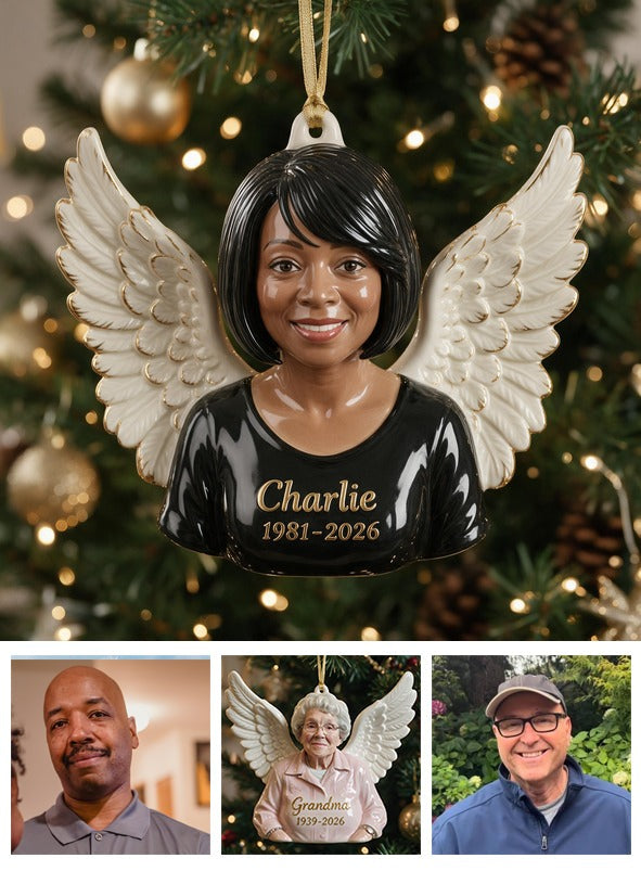 Personalized Christmas Middle-Aged Black Woman Memorial 3D Ornament