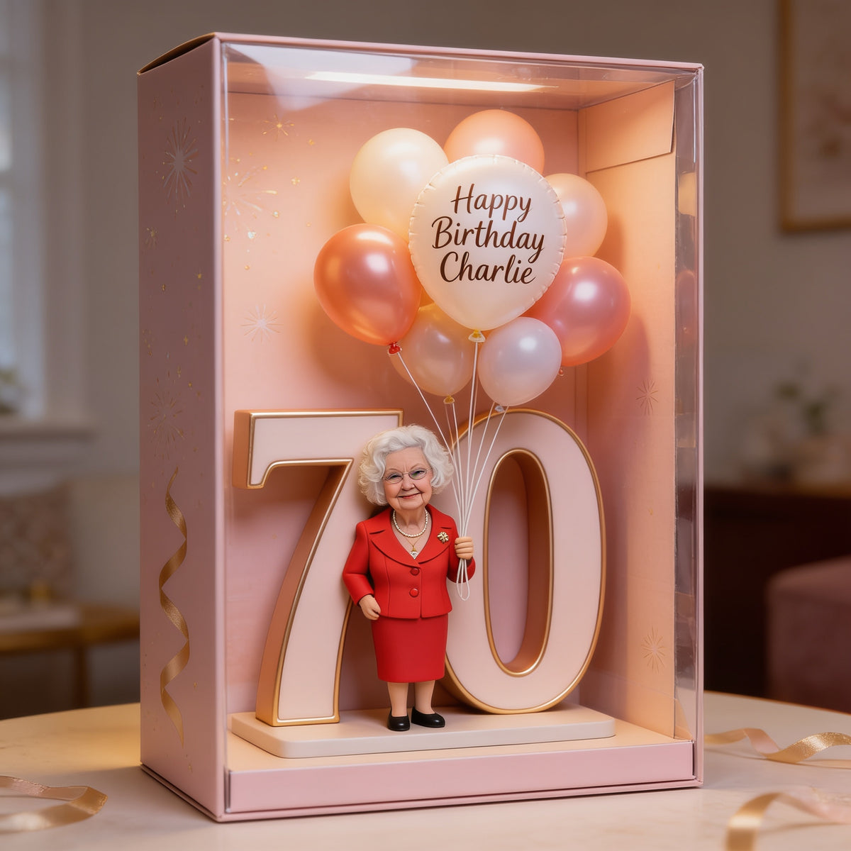 Personalized 70th Birthday Older Woman Acrylic Display Box Gift