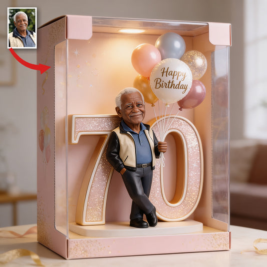 Personalisierte 70. Geburtstags-Geschenkbox für ältere schwarze Männer