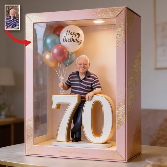 Personalisierte 70. Geburtstags-Acryl-Displaybox für Papa Opa Geschenk