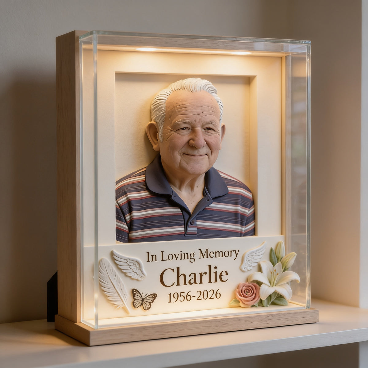 Personalisierte Gedenktafel für Opa in Form eines älteren Mannes