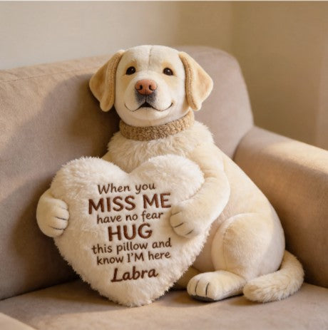 Personalisierte Labrador Hund Plüschkissen Umarmungsspielzeug, Individuelles Namensgeschenk, Süße Lab-Liebhaber Komfortpuppe für Kinder & Erinnerungsstück