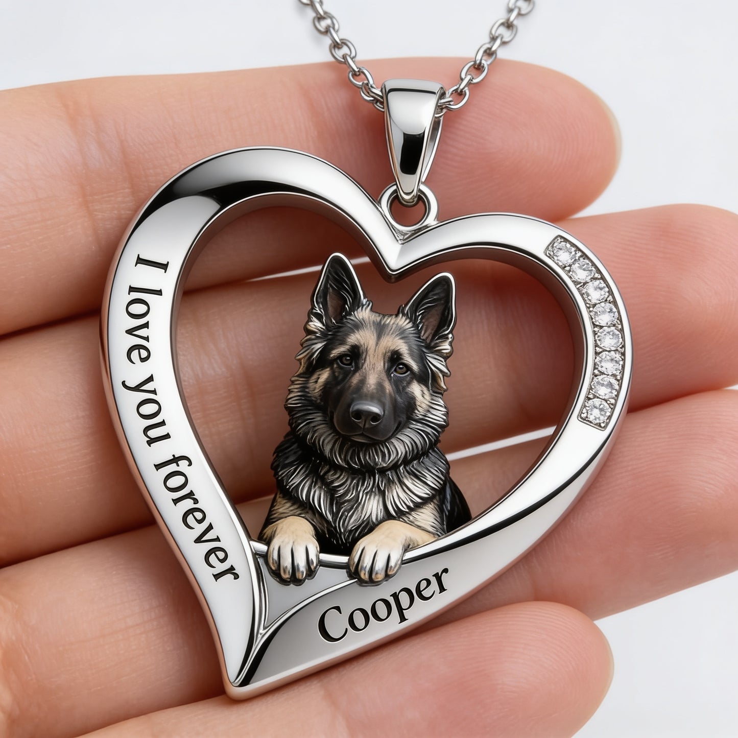Custom Any Photo German Shepherd Dog Heart Pendant Necklace – Personalized Pet Memorial Gift for Dog Lovers