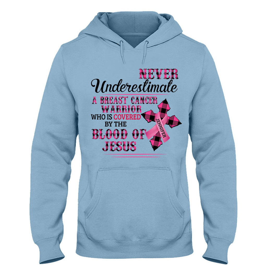 Christlicher Glaube Rosa Schleife – Personalisiertes T-Shirt und Hoodie zur Sensibilisierung für Brustkrebs