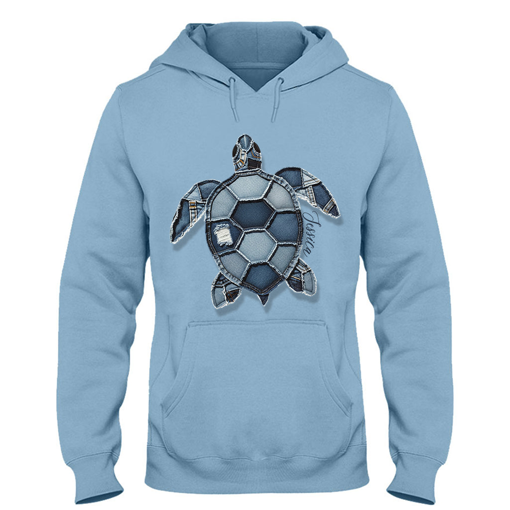 Blaue Schildkröte – Personalisiertes Schildkröten-T-Shirt und Hoodie