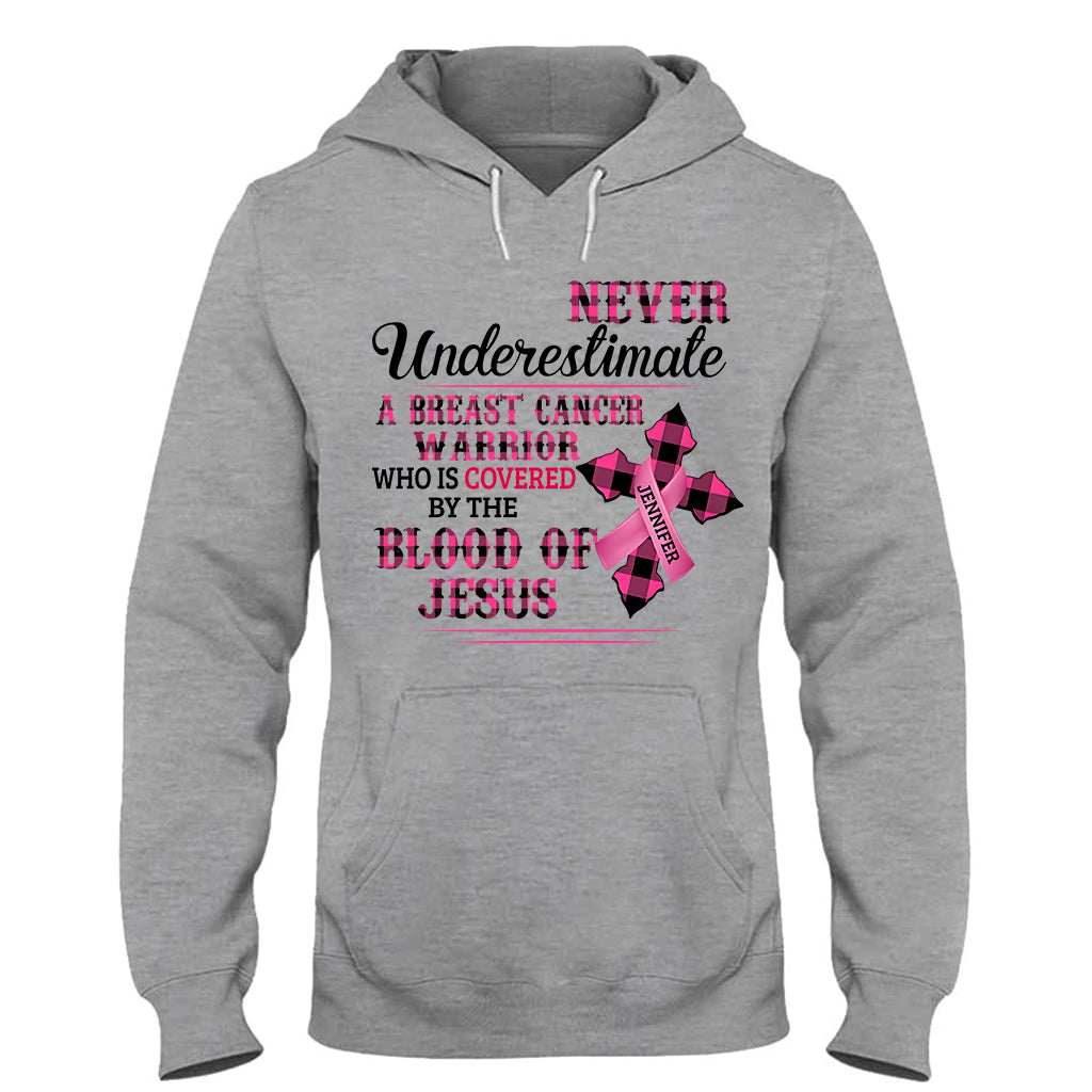 Christlicher Glaube Rosa Schleife – Personalisiertes T-Shirt und Hoodie zur Sensibilisierung für Brustkrebs