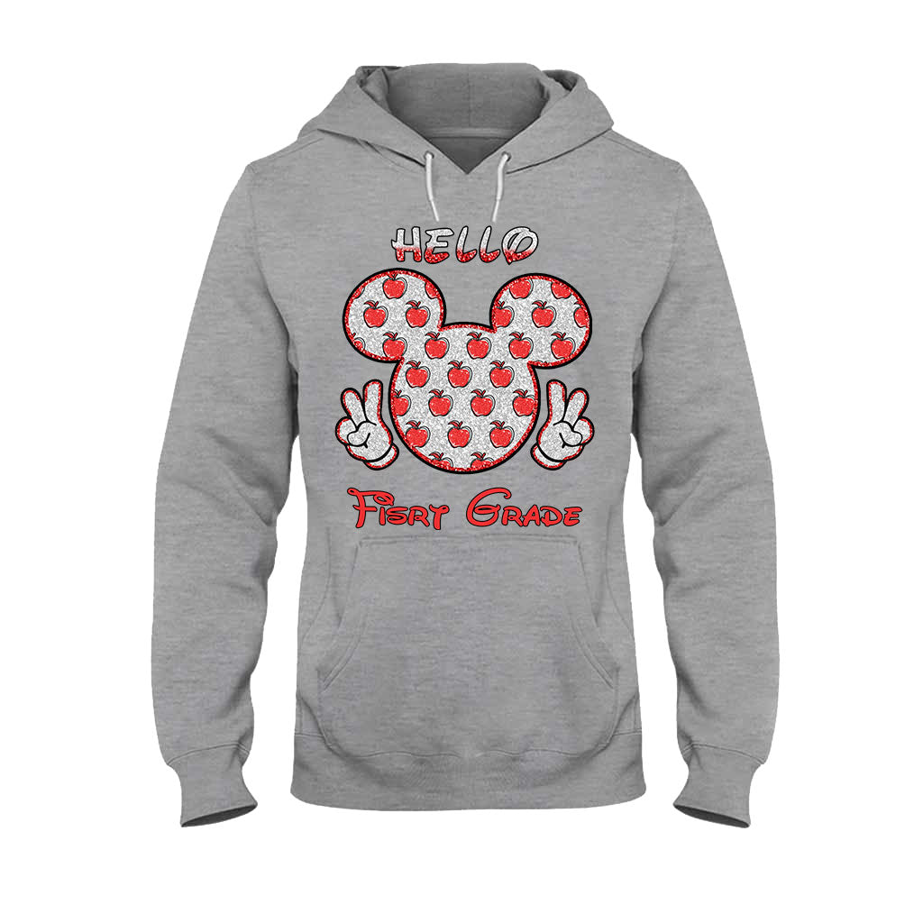 Hello School - Personalized Teacher T-shirt and Hoodie With Faux Glitter Print