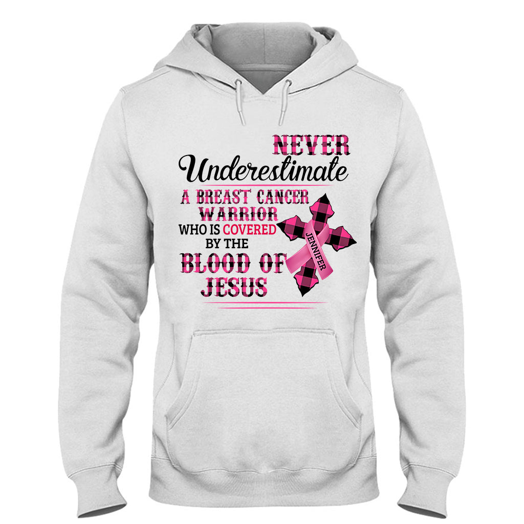 Christlicher Glaube Rosa Schleife – Personalisiertes T-Shirt und Hoodie zur Sensibilisierung für Brustkrebs