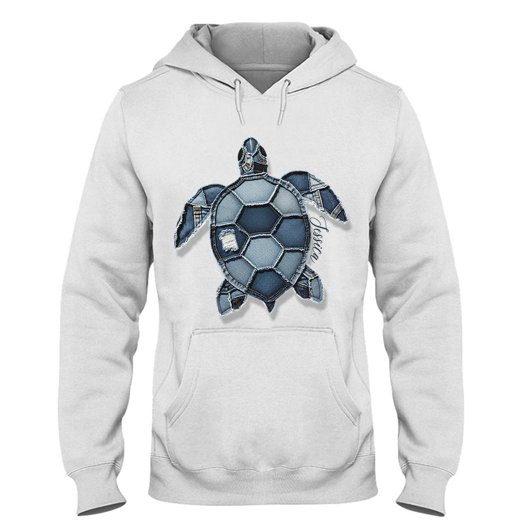 Blaue Schildkröte – Personalisiertes Schildkröten-T-Shirt und Hoodie