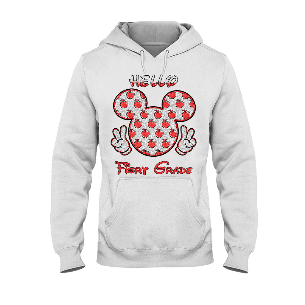 Hello School - Personalized Teacher T-shirt and Hoodie With Faux Glitter Print