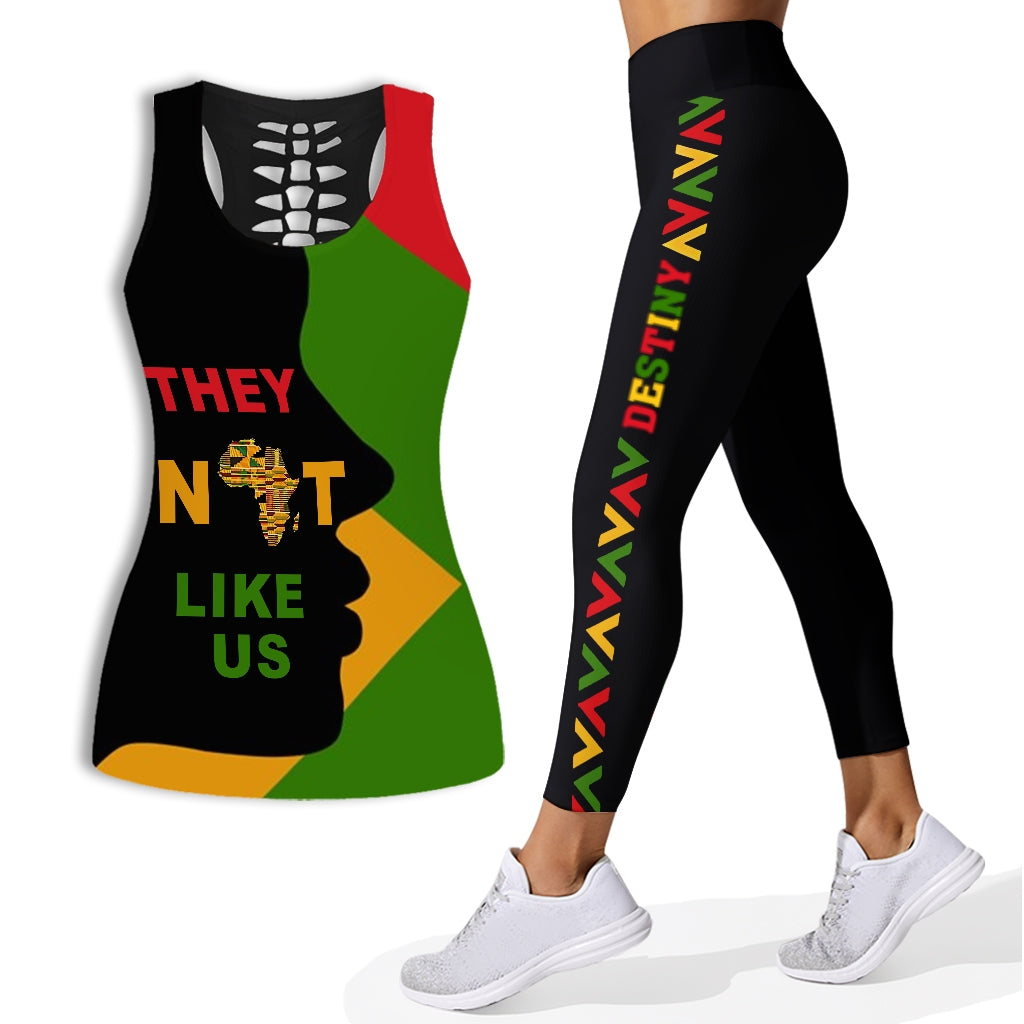 Sie mögen uns nicht – Personalisiertes Juneteenth-Tanktop und Leggings mit Hohlsaum