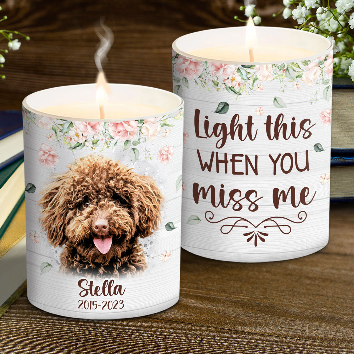 Light This When You Miss Me - Dog gift for who lose dog, who lose cat - Personalized Candle With Wooden Lid
