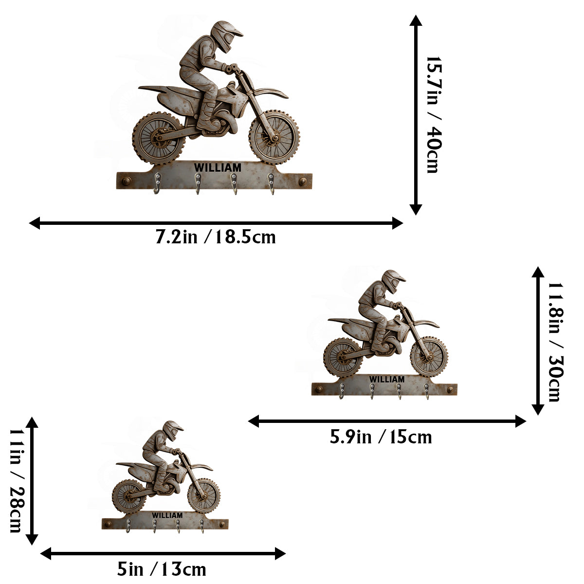Schlüsselanhänger für Dirtbikes/Motocross – Personalisierter Schlüsselhalter in individueller Dirtbike-Form