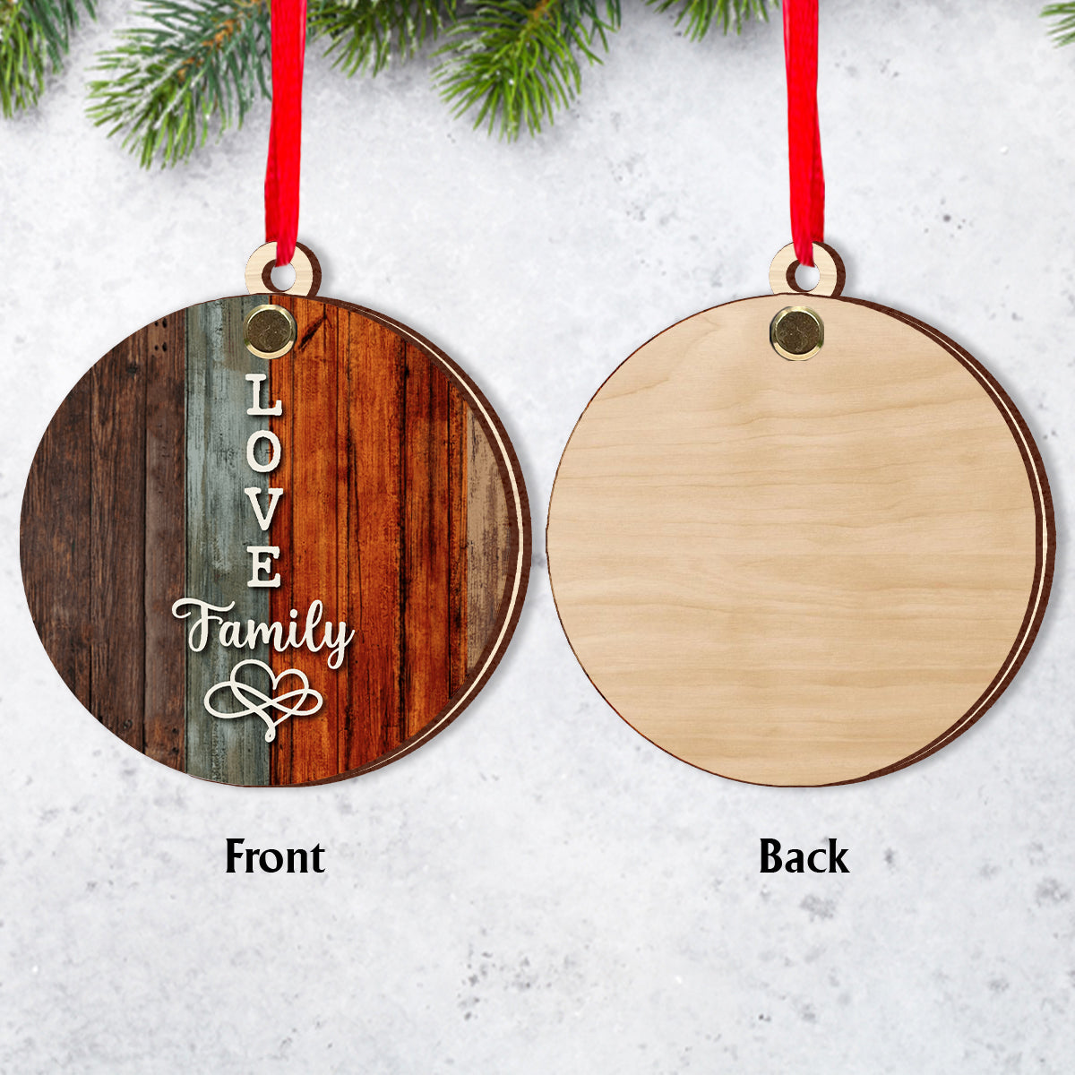 „Liebe Familie“-Kreuzworträtsel/Scrabble-Puzzle – Personalisierter Familien-Wende-Ornament