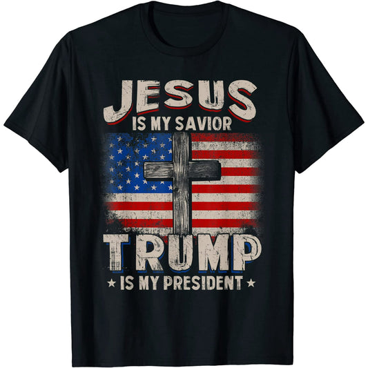 Jesus ist mein Erlöser, Trump ist mein Präsident – ​​T-Shirt & Hoodie 0924