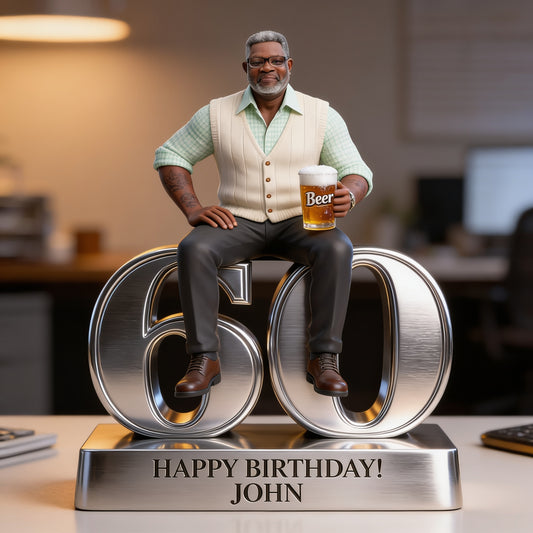 Custom Older Black Person Birthday Acrylic Plaque Personalized Photo Desk Keepsake Gift Custom Shaped Senior Decor